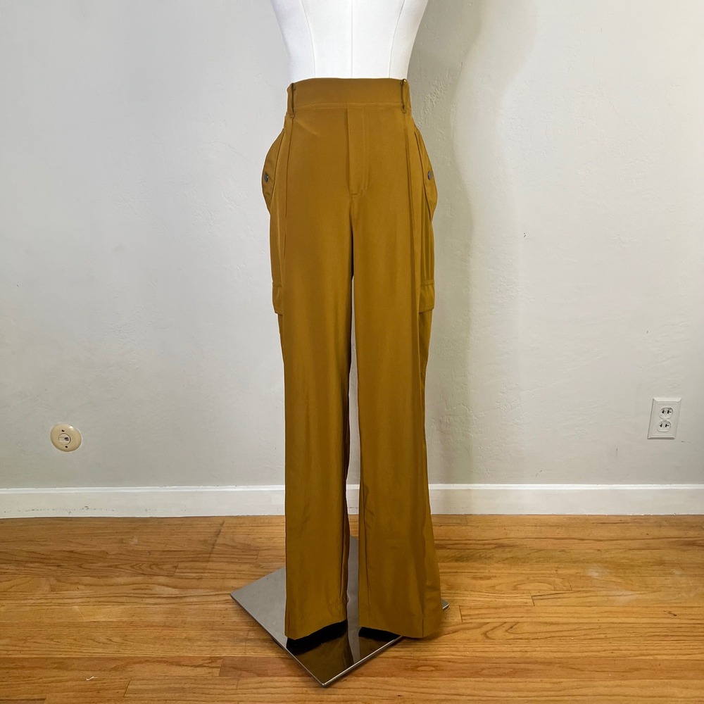 Athleta Vienna Cargo Pant Size 10 Mustard Yellow Wide Leg Outdoor Travel
